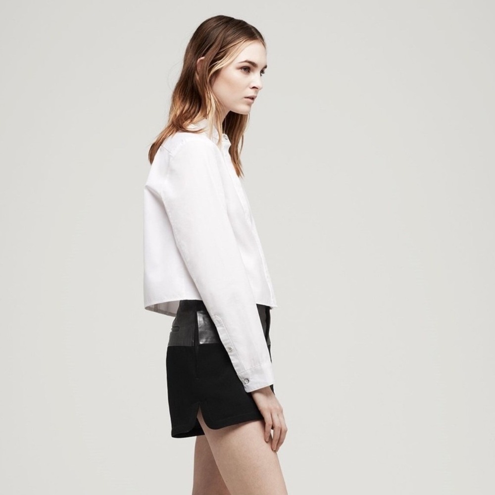 Rag‎ & Bone Kelly Lamb Leather Shorts Womens 6 Black New Mixed Media High Rise - Picture 3 of 13